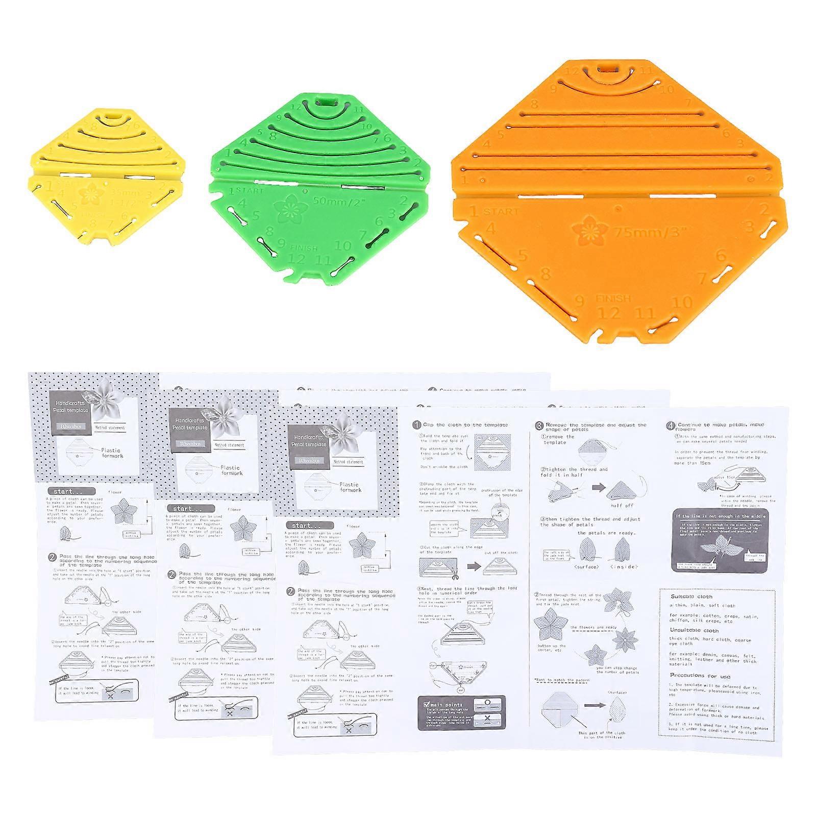 3pcs λουλούδι maker που DIY Rhombus λουλούδι γρήγορα εύκολα ρητίνη Kanzashi Flower Maker πιάτα για τα κορίτσια παιδιών