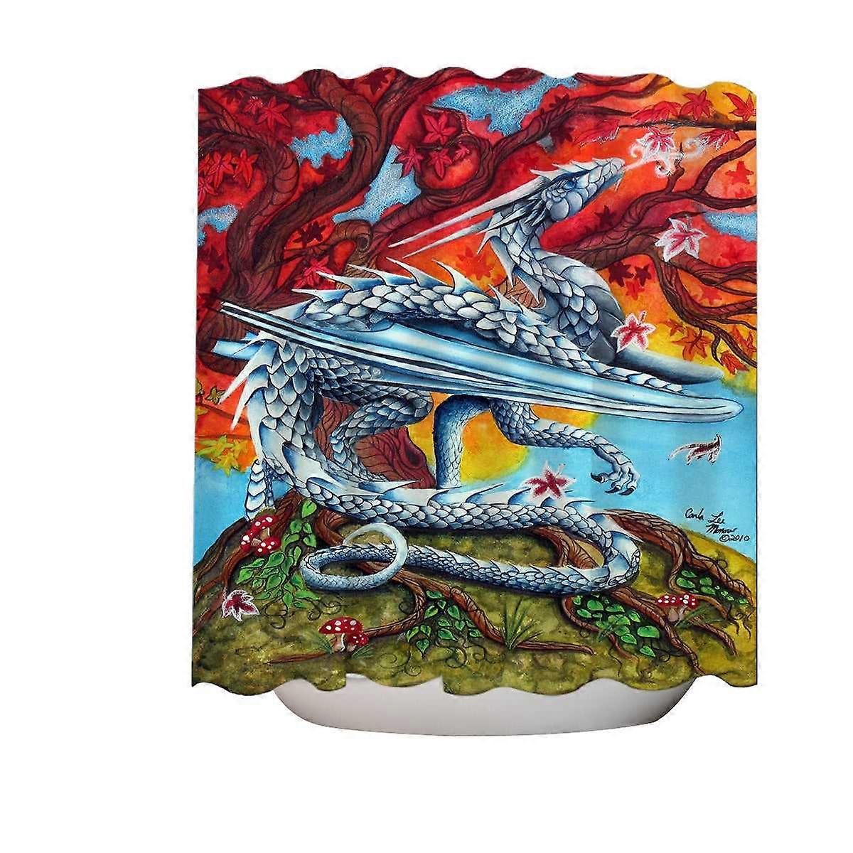 Autumn Tree vs the Winter Ice Dragon Shower Curtain