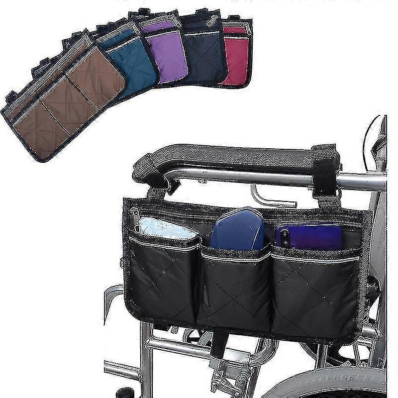 Wheelchair Bag With Pockets, Universal Waterproof Armrest Side Bag Wheelchair Side Organizer Storage Bag Armrest Pouch, 1pcs Guanguan