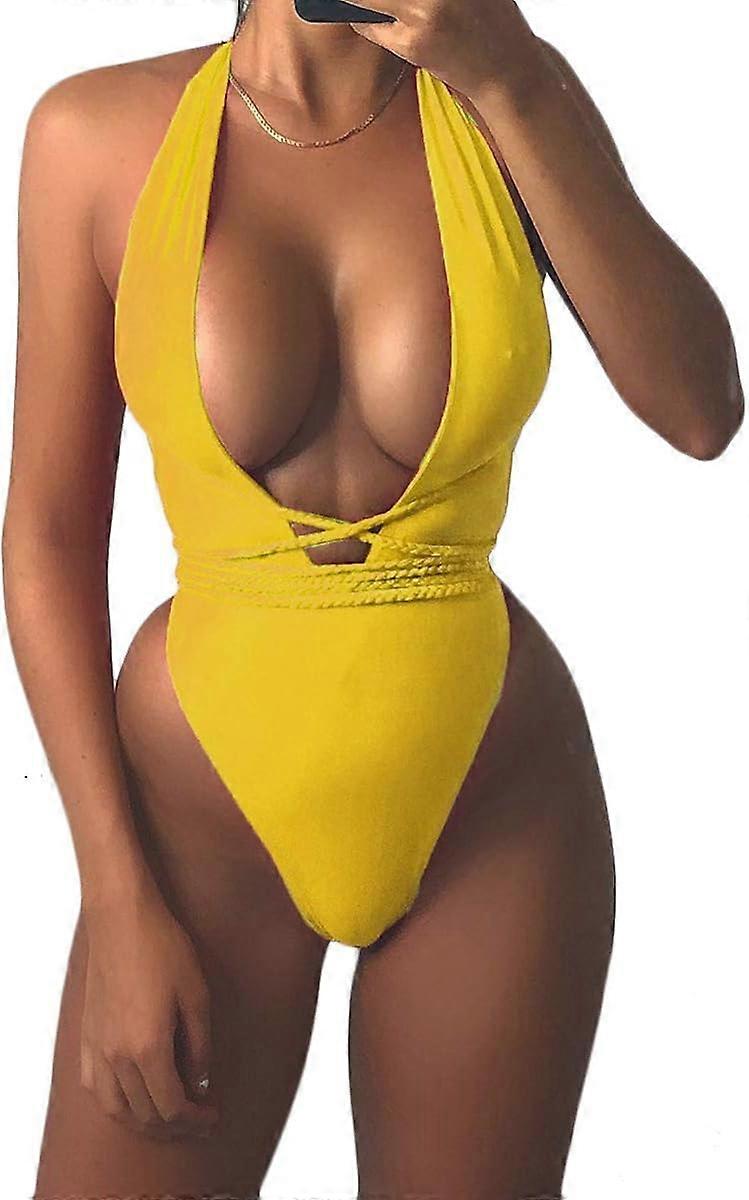 Femmes Sexy Profond Col V Taille Haute Multi-Way Bandage Une Pièce Maillots De Bain Maillots De Bain
