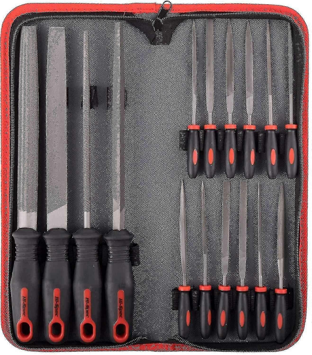 Hi-spec File Kit, 16pc Carbon-steel Files, 200mm File, Half Round, Round, Triangle File, 8pc Needle