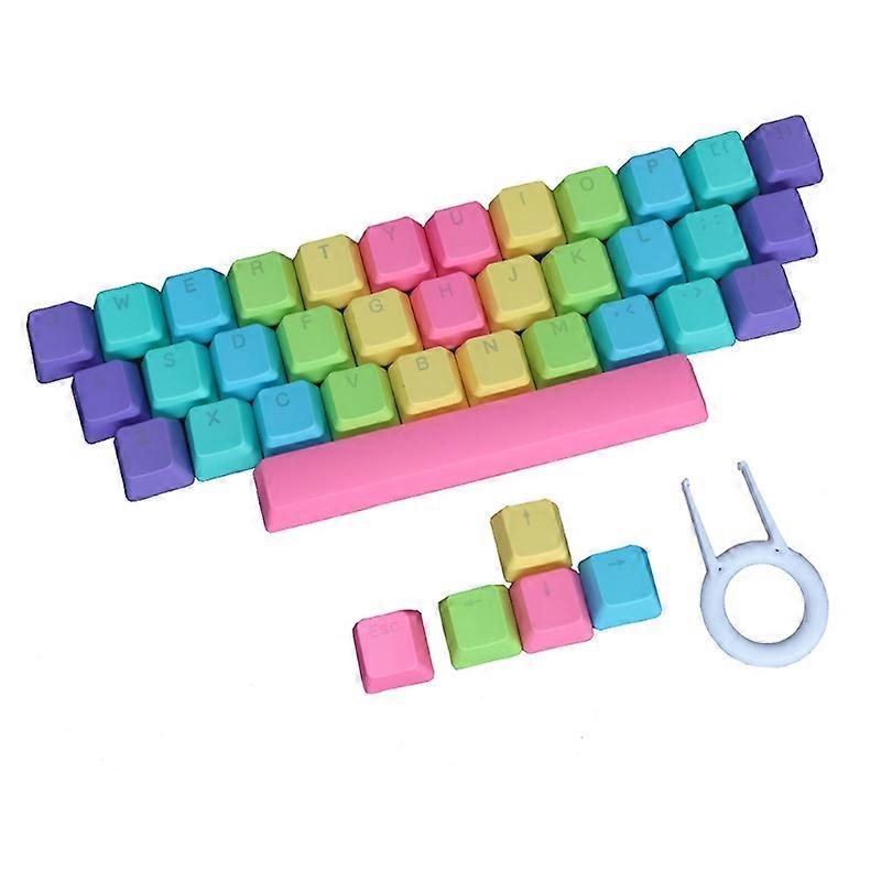 Replacement Rainbow Key Cap Set 39pcs PBT Double Shot for Mechanical Keyboard