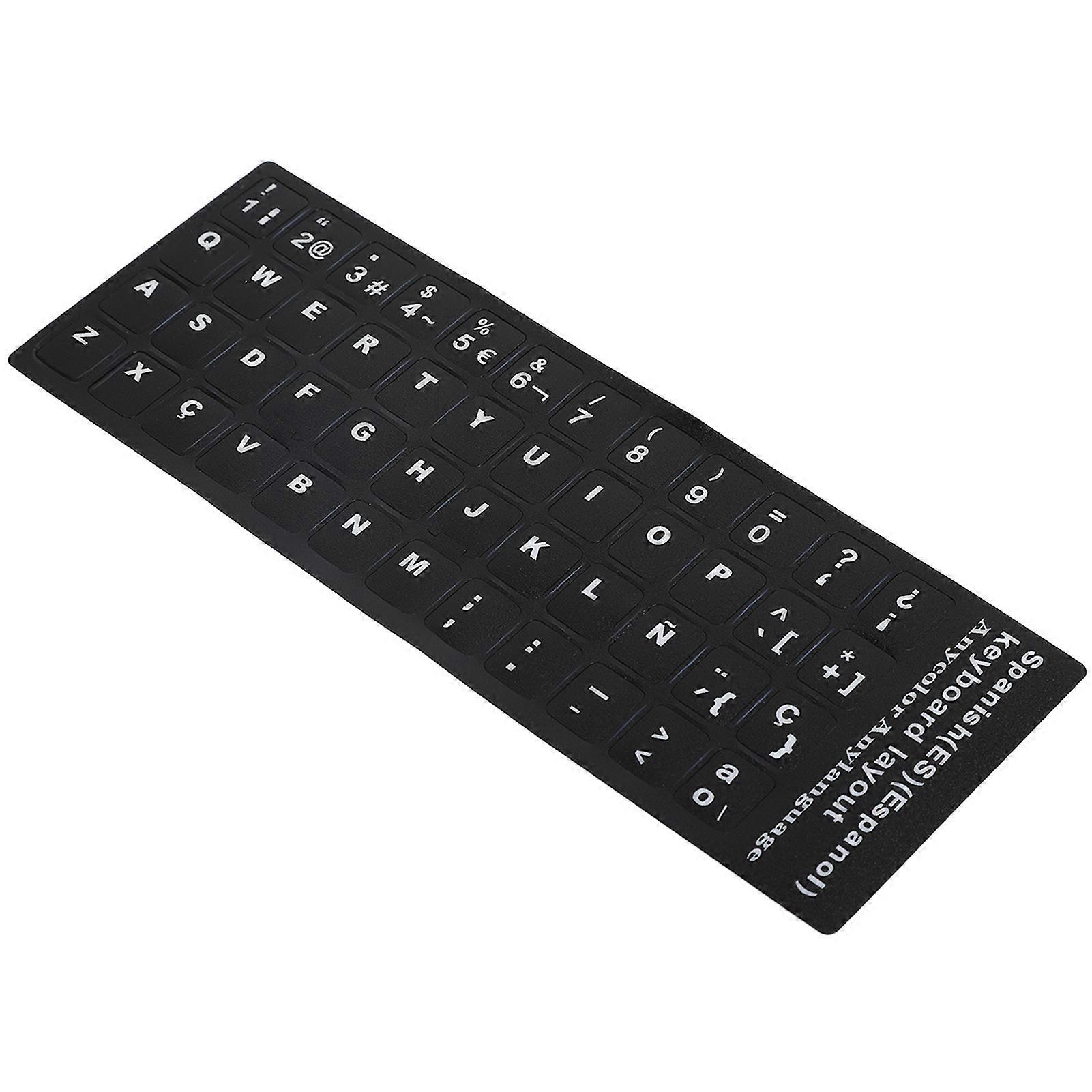 Keyboard Sticker Spanish Waterproof Black Background for 10in to 17in Laptop Notebook Desktop Computer