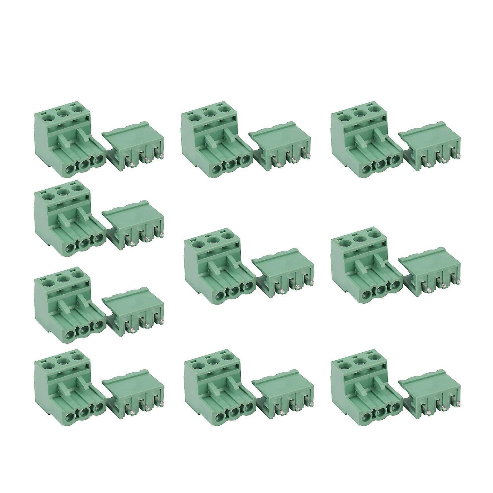 10stk 5.08mm pitch 3Pin plug-in skrue PCB terminalblokstik retvinklet