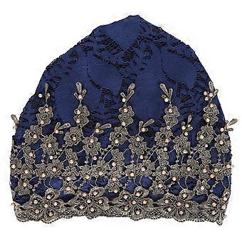Slouchy Bonnet Casual Fashion Beaded Lace Ademende Losse Luie Chemische Muts voor DamesDonkerblauw YEMAA