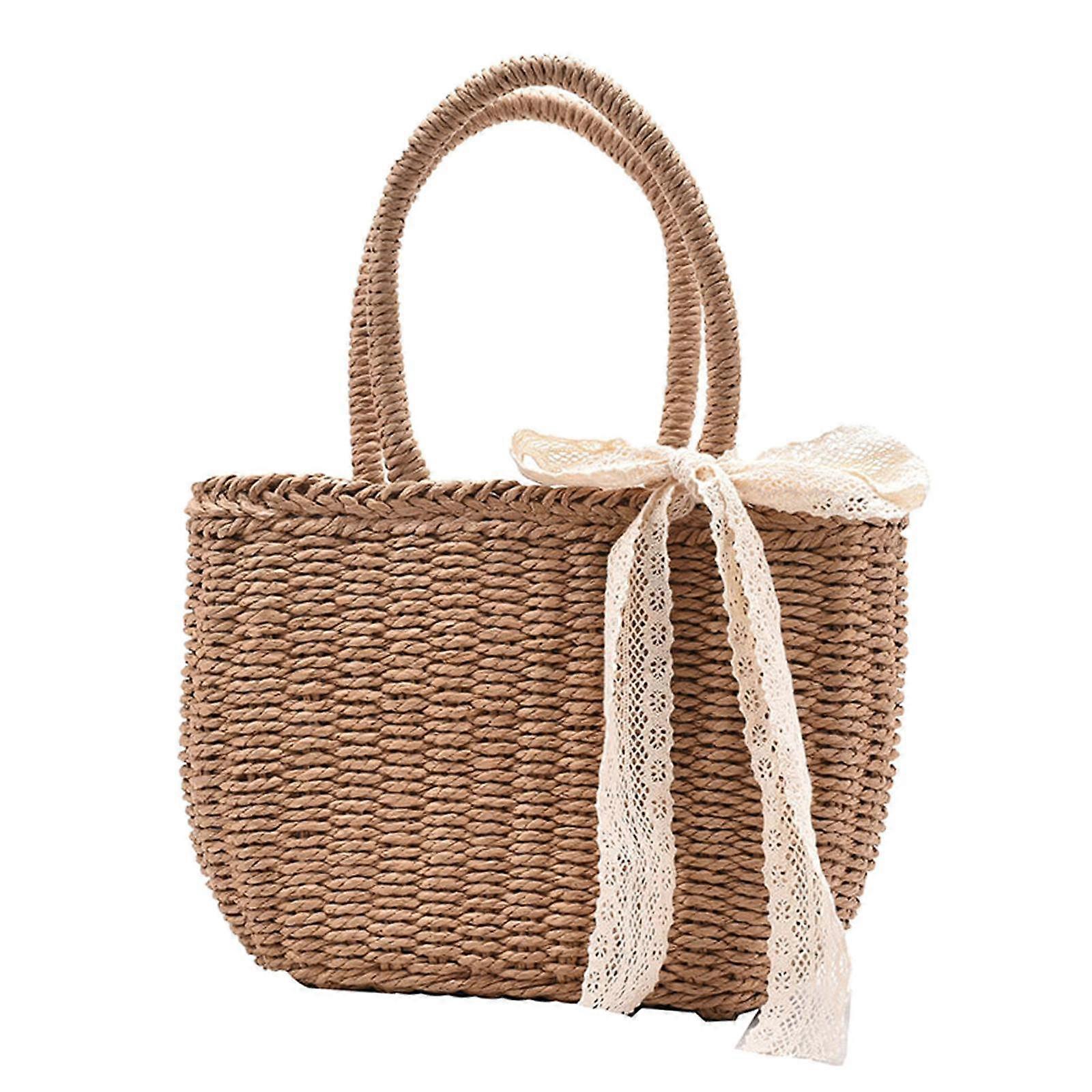 Vrouwen Stro Tas Geweven Tas Zomer Strand Boho Mode Kleine Handgemaakte Handgeweven