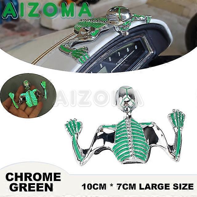 Chrome Motorcycle Skull Skeleton Decorative Figure For Harley Visor Headlight & Handlebar & Curved Rear/Front Ornament