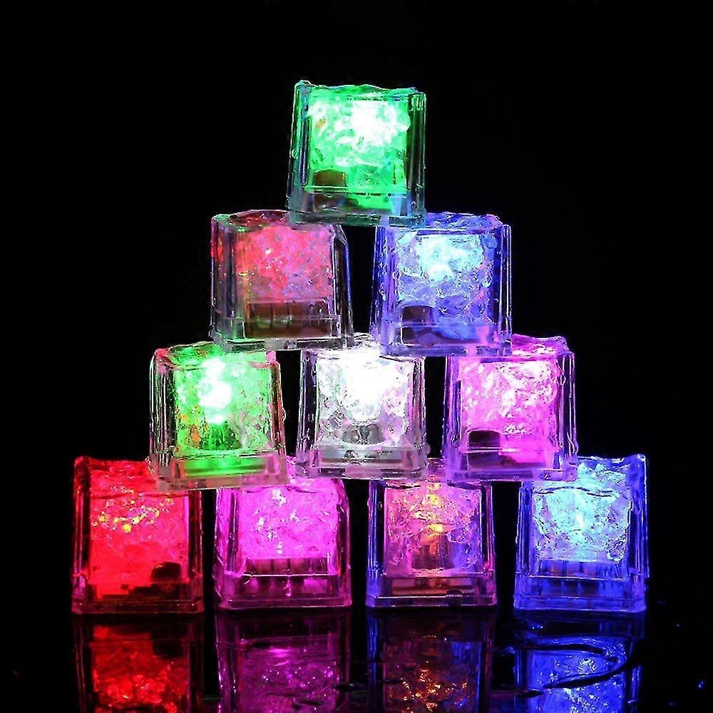 Light Up Ice Cubes, 12 Pack Multi Color Led Ice Cubes, Reusable Glowing Flashing Ice Cube For Club Bar Party