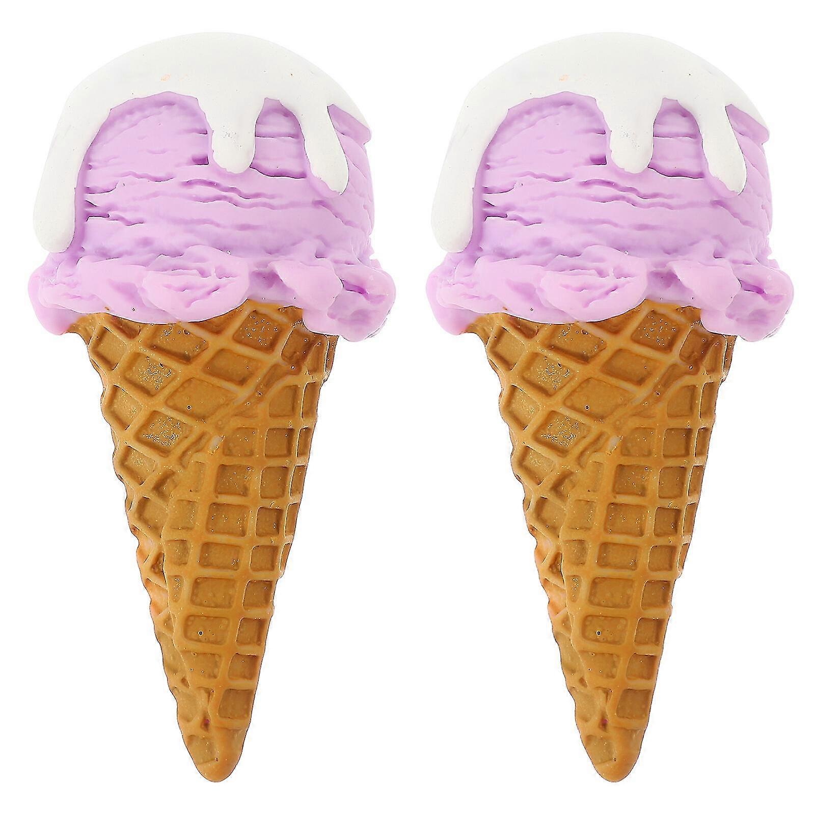 2pcs Fake Ice Cream Cone Artificial Ice Cream Model Dessert Prop Shop Display Photo Prop