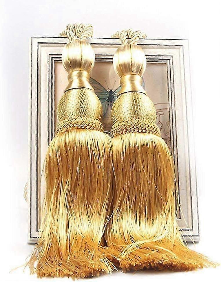 1 Pair Tassels Curtain Tiebacks Home Decorative Window Drapery Ball Tassels Rope Holdbacks (Gold)