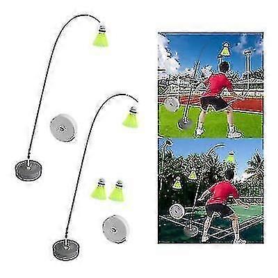 Self Study Badminton Trainer Set Telescopic Rod Rebound Practice Aid Tool,100% New
