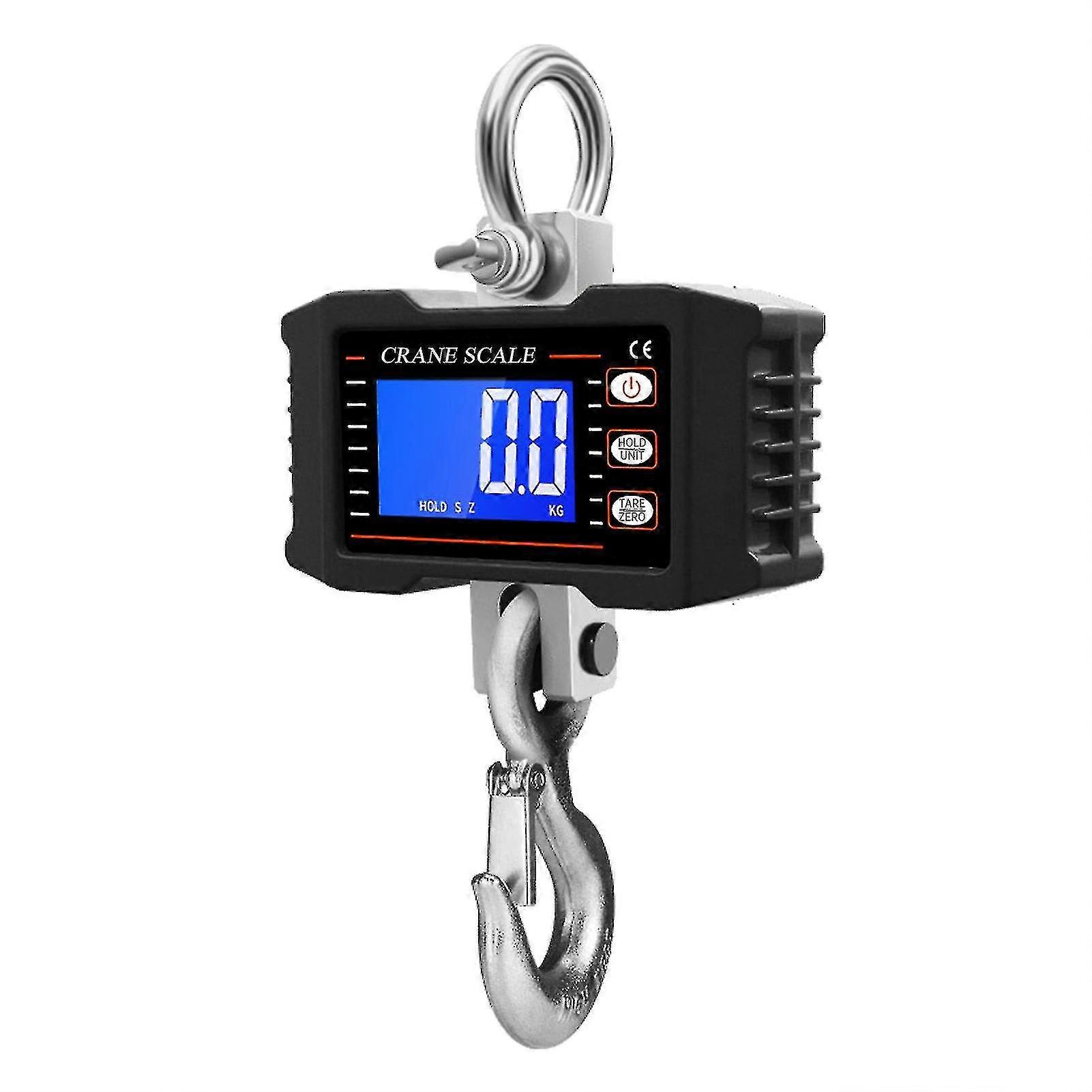 Digital Hanging Crane Scale - 1000kg/2200lb Capacity, LCD Backlight, Tare/Zero/Hold, For Industrial, Farm, Construction