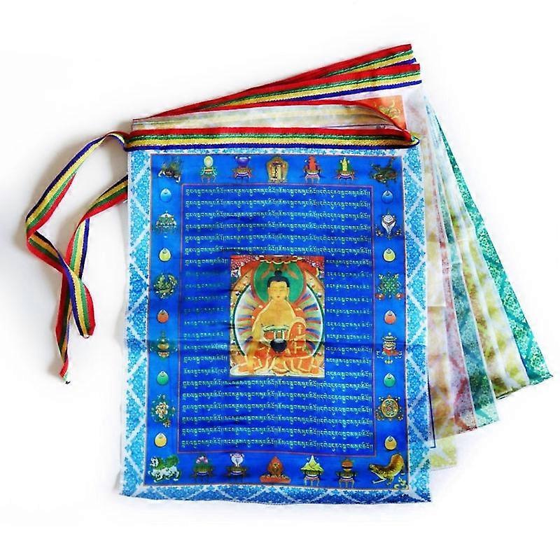 10Pcs Tibetan Buddhist Prayer Flags Decorative Flag Contain Tibetan Scriptures
