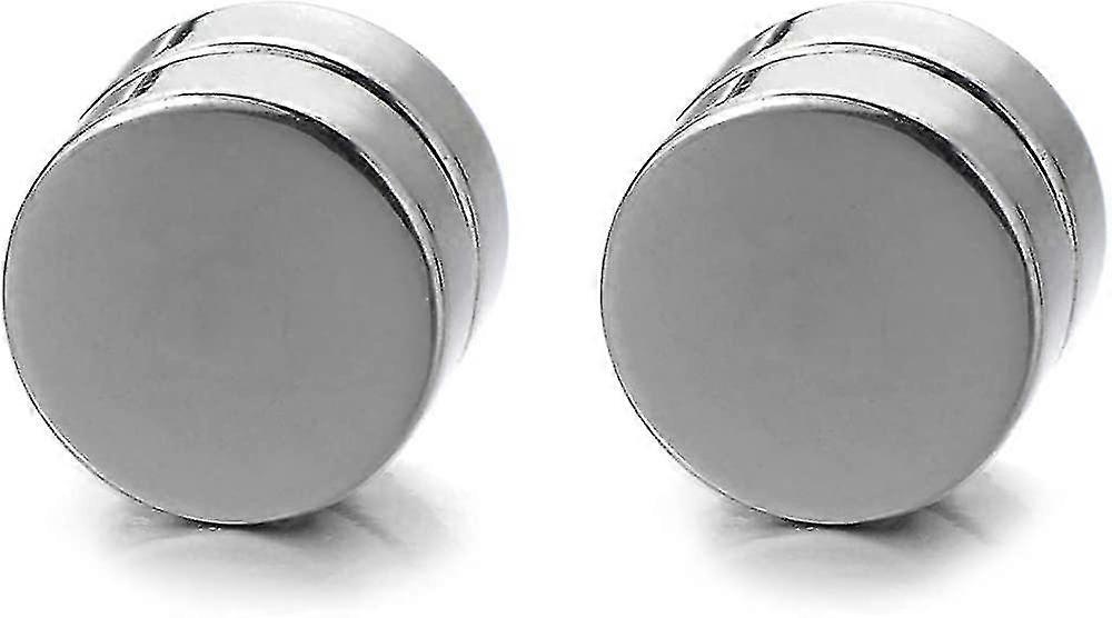 2pcs 8mm Magnetic Circle Stud Earrings For Men And Women, Non-piercing Clip On Cheater Fake Ear Plugs Gauges