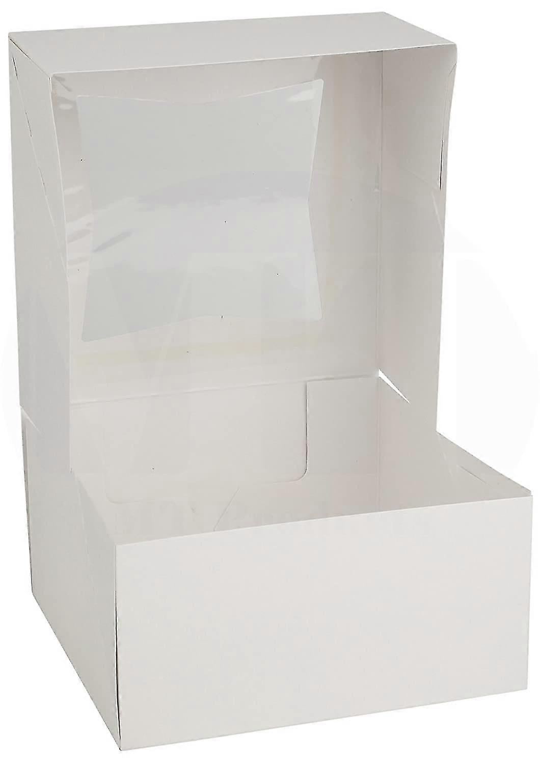 Beautiful White Bakery Box Keep Donuts, Cookies, Muffins Safe Unique Auto Popup Feature And Clear Window For Visibility Size 6" Length X 6" Width X 3