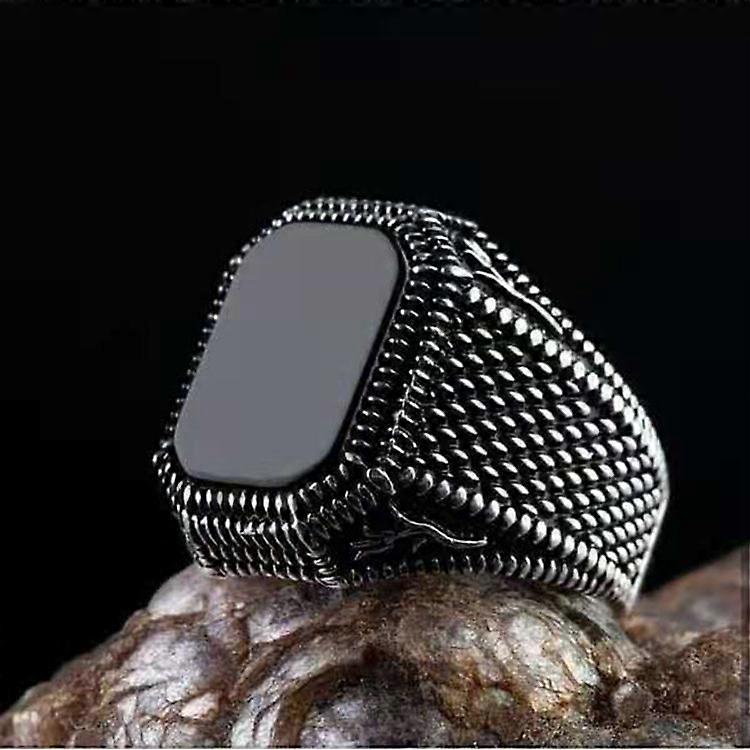 Men's  Ring with Polished Large Black Onyx