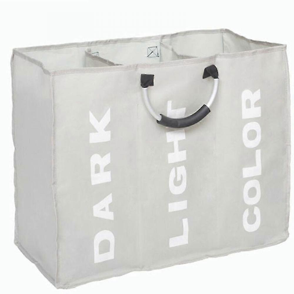 Large 3 Section Laundry Hamper, Collapsible Laundry Bag, Collapsible Clothes Sorter Fabric Storage Bag With Carry Handles For Dirty Clothes For Home