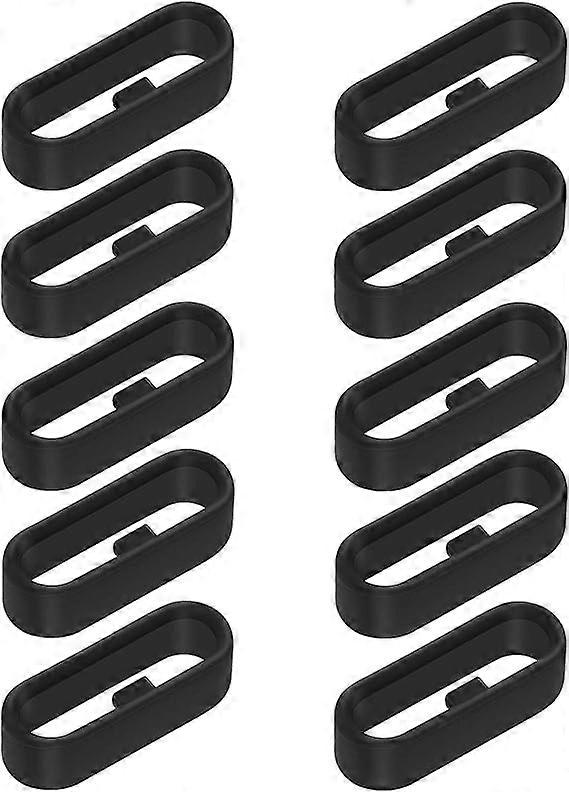 10Pcs Rubber Ring Strap, Silicone Watch Strap Holder (22mm Width,Black)