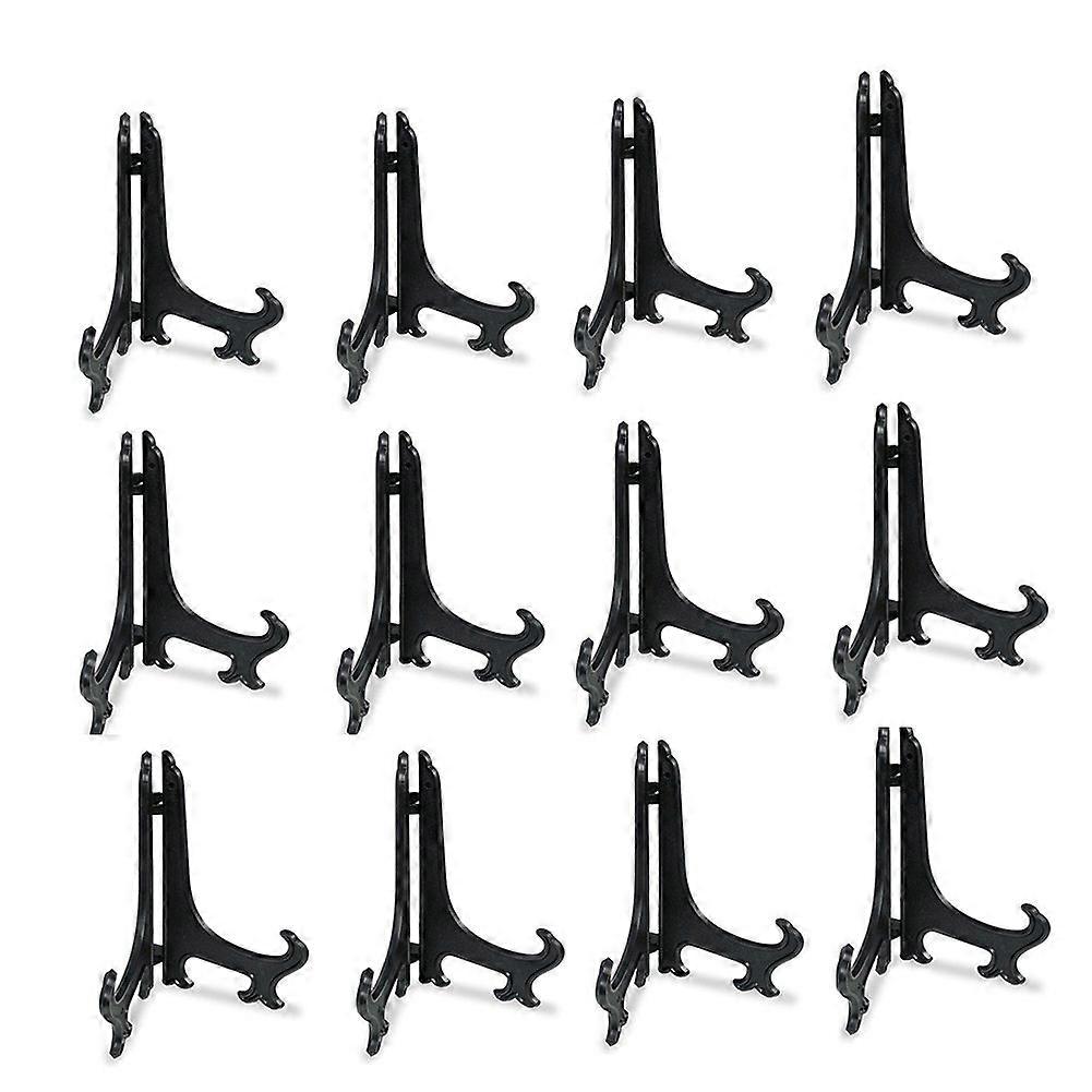 12 Pcs 6 In Plastic Easels Plate Display Stands Picture Frame Stand Holder, Black