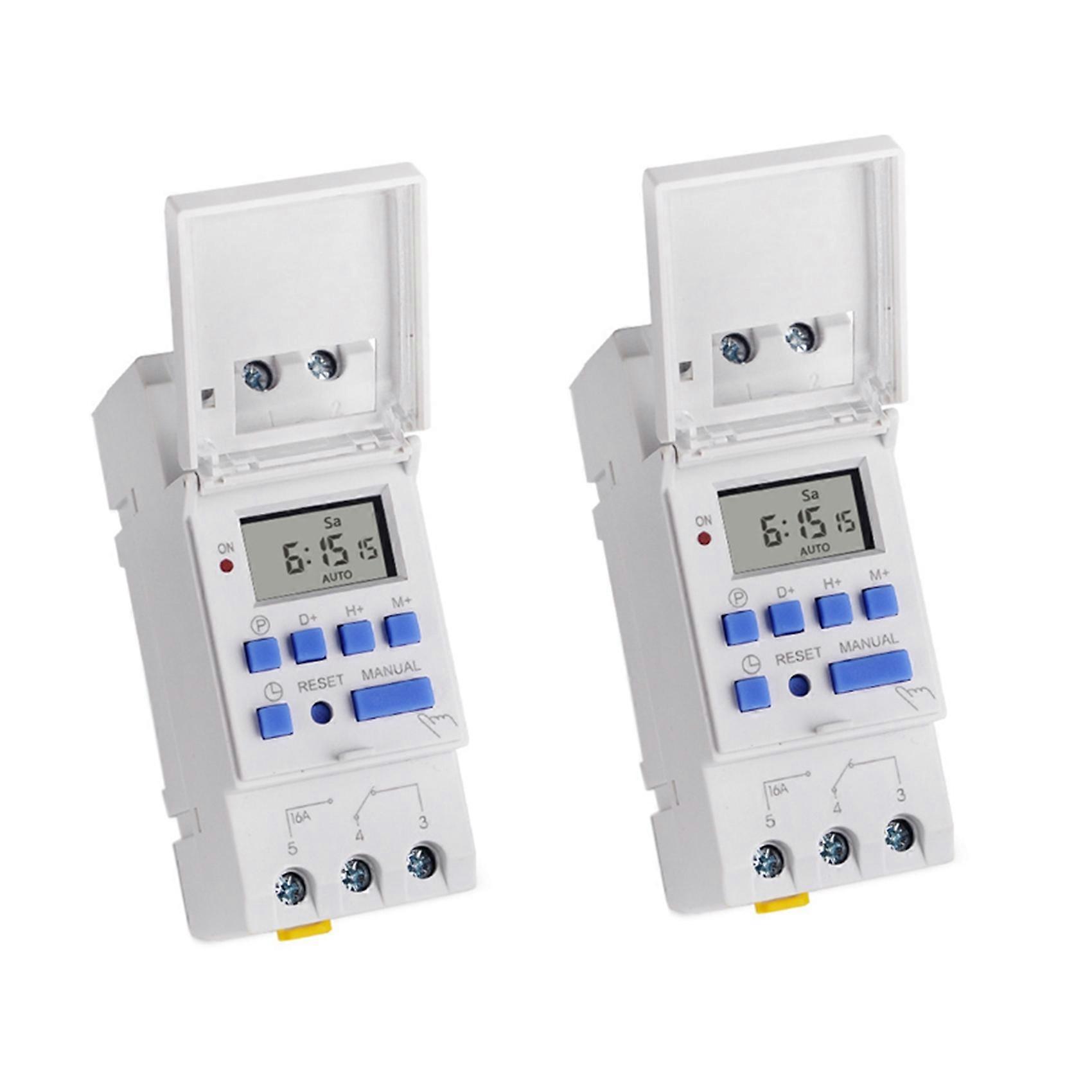 SINOTIMER 2X Electronic Timer, TM615-2 Timer Switch 7 Days 24 Hours Programmable LCD Time Relay-220