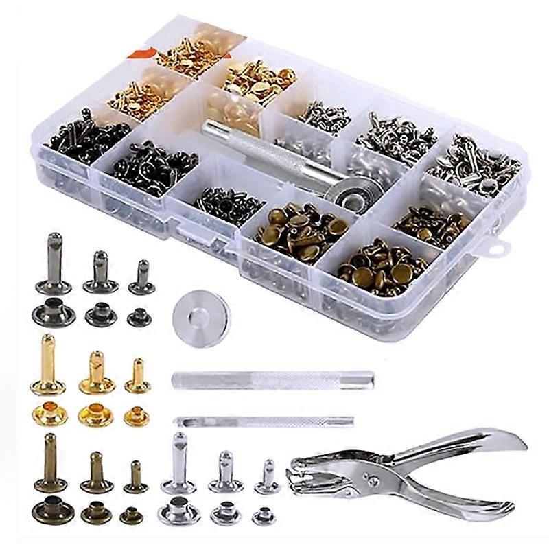 360 Sets of Boxed 6mm 8mm Double-Sided Rivet Round Cap Rivet Leather Paving + Installation Tool Kit