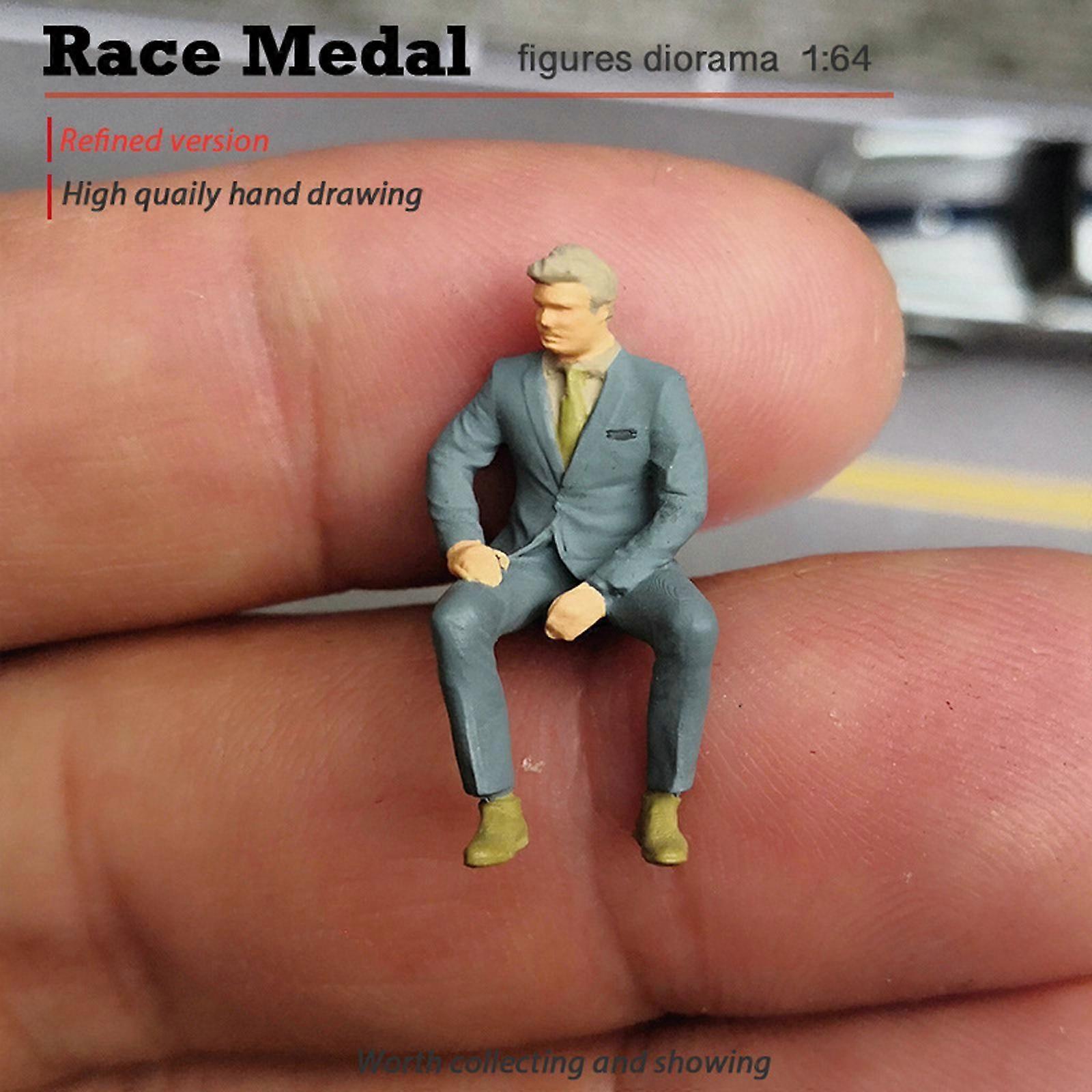 2x 1/64 Miniature Tiny Sitting Position People Scenario Diorama Toy Group Gray