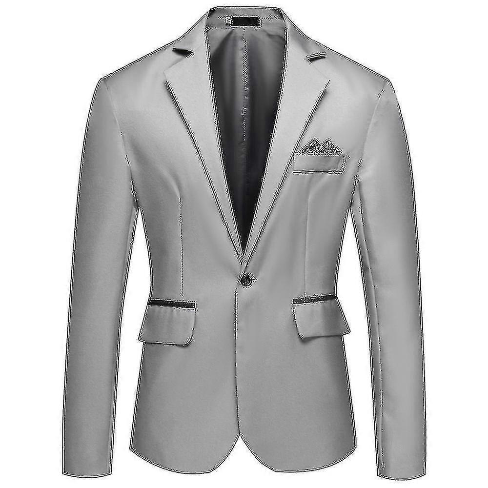Mænd One Button Slim Fit Blazer Jakke Frakke Bryllupsfest Business Work Formelle Suits TA