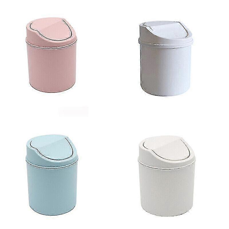 Mini Waste Bin Trash Can Desktop Garbage Baskets Table Roll Swing Lid Portable