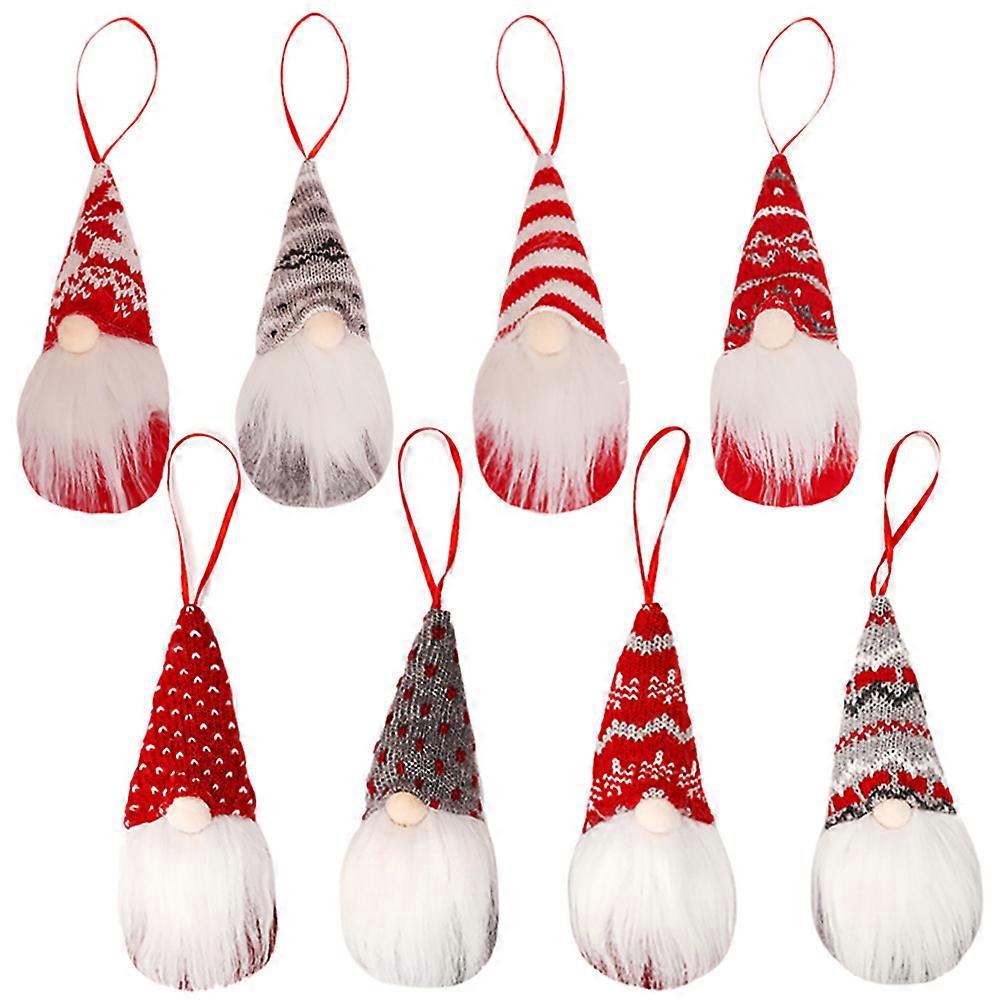 Christmas Ornaments Set of 8, Handmade Swedish Plush Scandinavian Santa Elf Table Decorations Christmas Tree Ornaments Home Decor