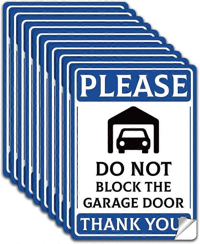 10Pcs PVC Do Not Block Garage Door Sticker Legend "PLEASE DO NOT BLOCK THE GARGE DOOR THANK YOU" 5.1x7 Inch Blue White No Parking Sign Durability Self