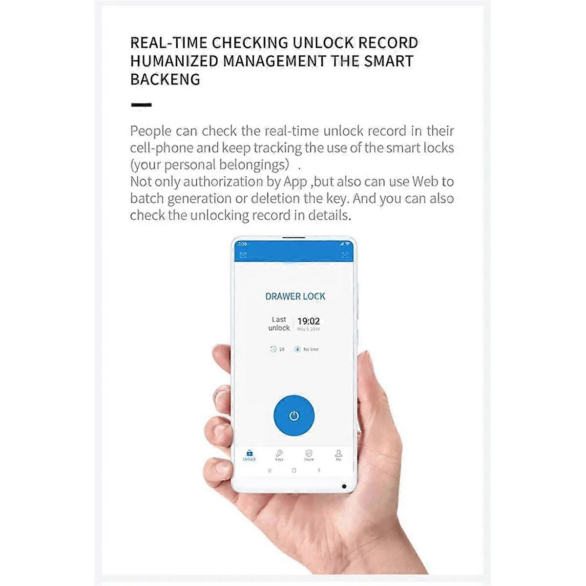 Tuya Lock Bluetooth Drawer Lock, Wireless Smart Security Cabinet Electronic Lock Keyless Invisible