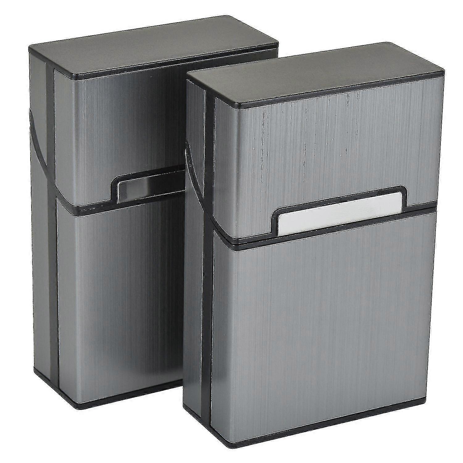 Aluminium Cigarette Cases [set Of 2, Grey] Magnetized Lid, Elegant Design Aluminium Cigarette Box