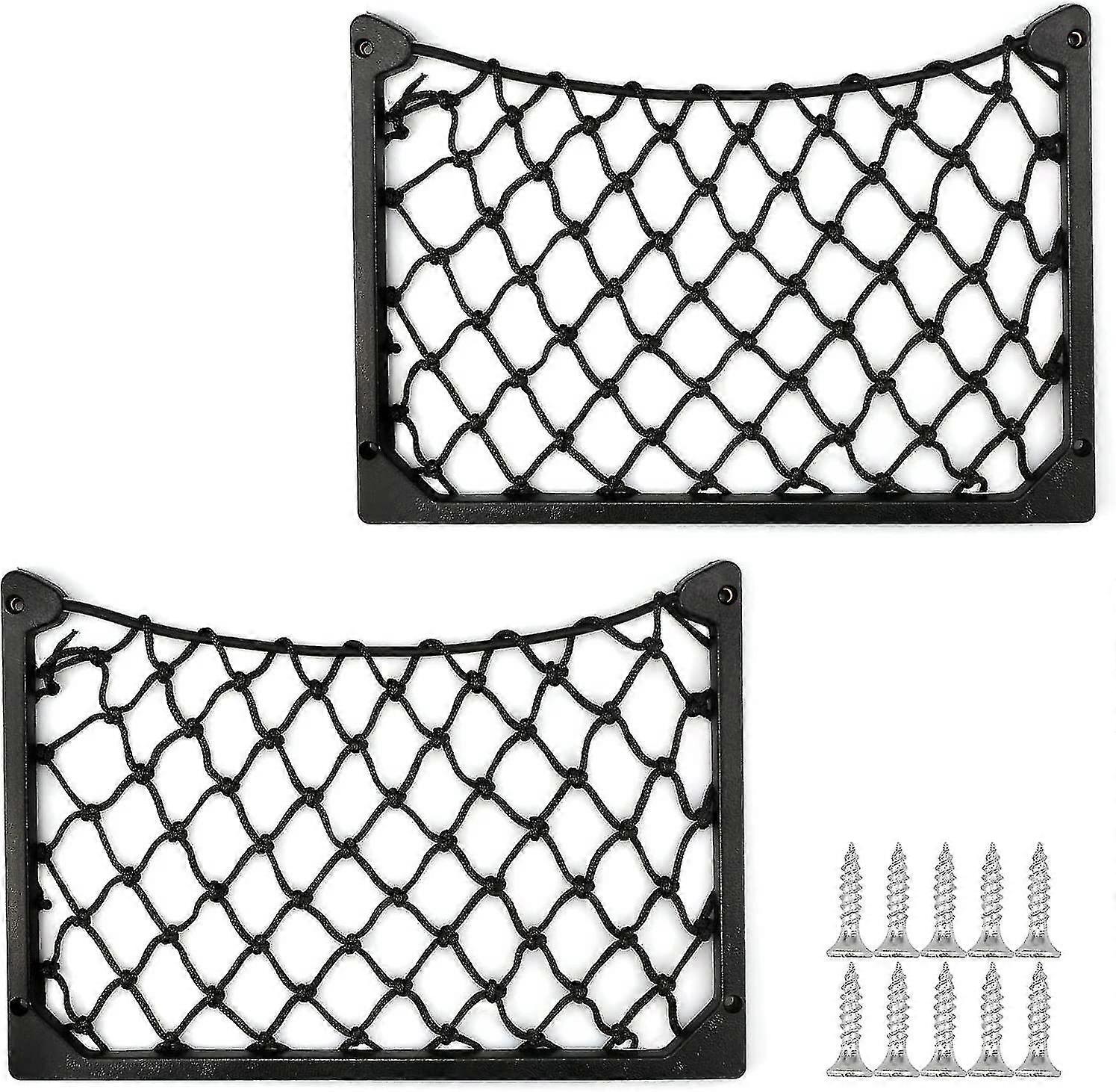 Car Storage Net Bag With Screws (31x21cm) Black Mesh Organizer Nets Campervan Storage With Plastic Frame Elastic Mesh Bag