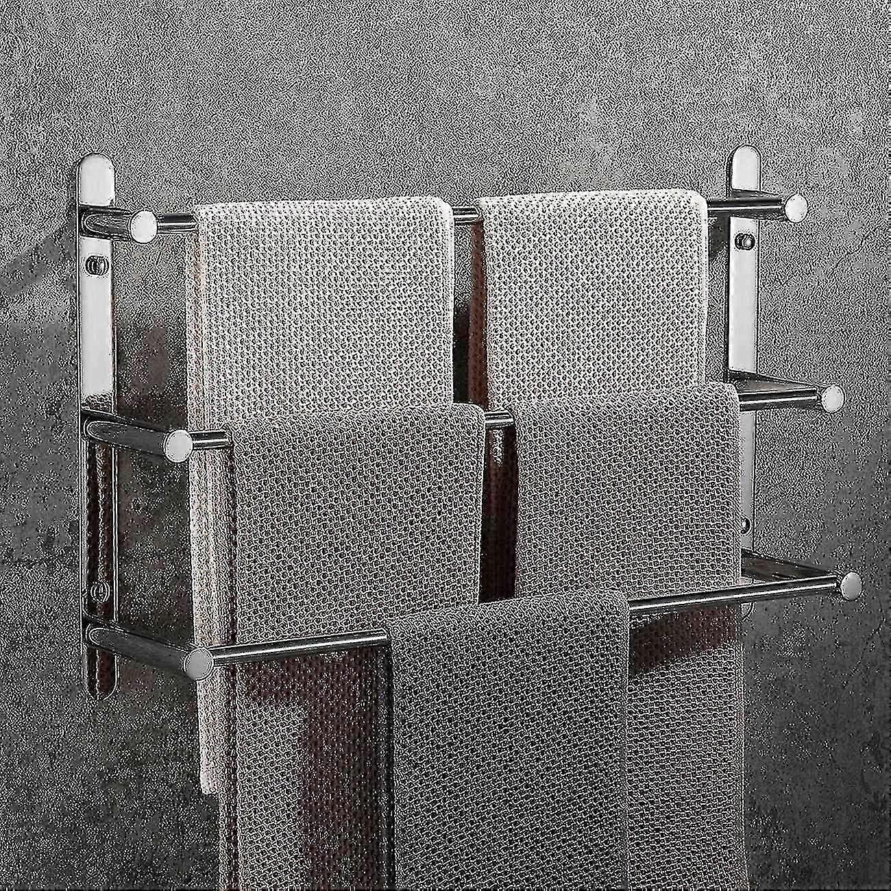 منشفة H ، 304 رف سكة مناشف فولاذية أقل 3 قضبان ، سحب حمام مثبت 40 سم