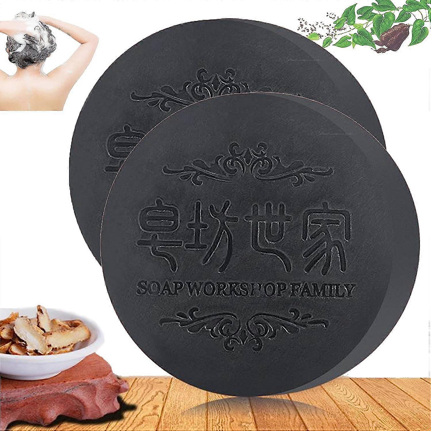 2 pcs Polygonum Multiflorum Shampoo Savon, He Shou Wu Shampoo Savon, He Shou Wu Extract Shampoo, nettoie en profondeur les cheveux et le cuir chevelu. Favorise la croissance des cheveux