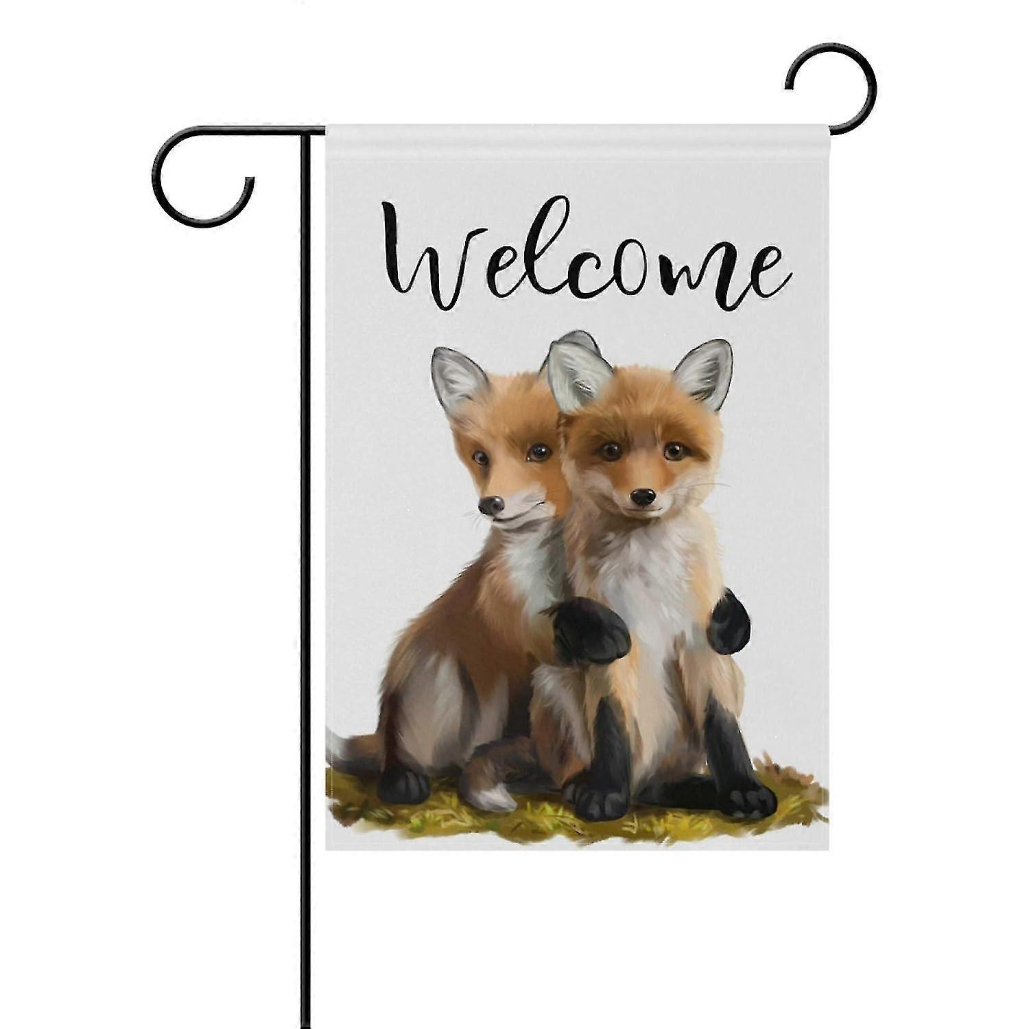 Two Little Foxes Garden Flags Spring Summer Double Sided Polyester Yard Flag