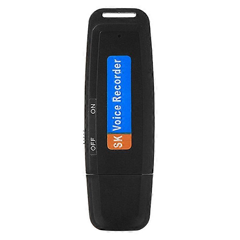 ポータブル充電式UディスクUSBデジタルオーディオボイスレコーダーミニディクタフォン活性化レコーダー-ブラック