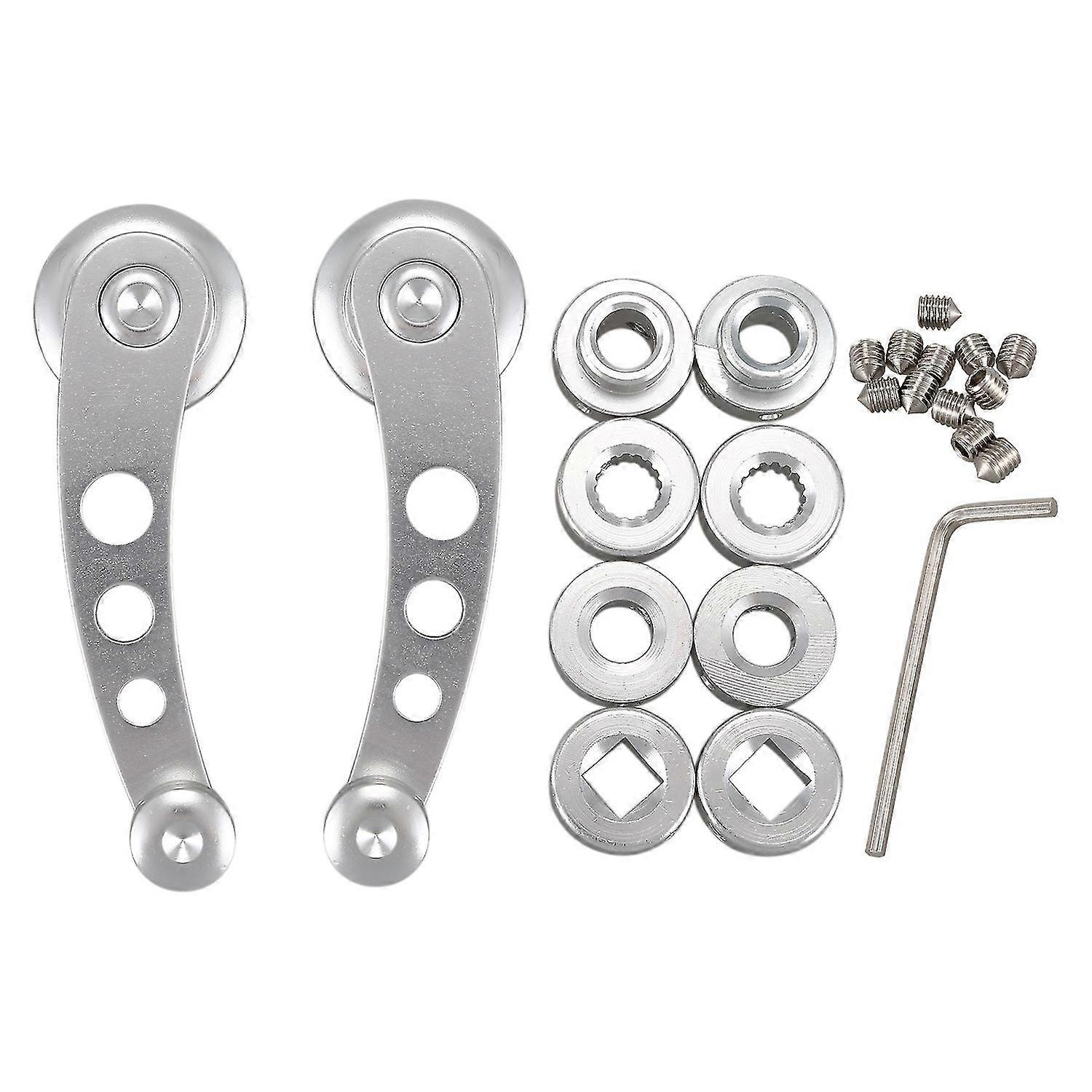 Manual Car Truck Window Crank Handle Replacement - Silver Tone (2 Pcs)