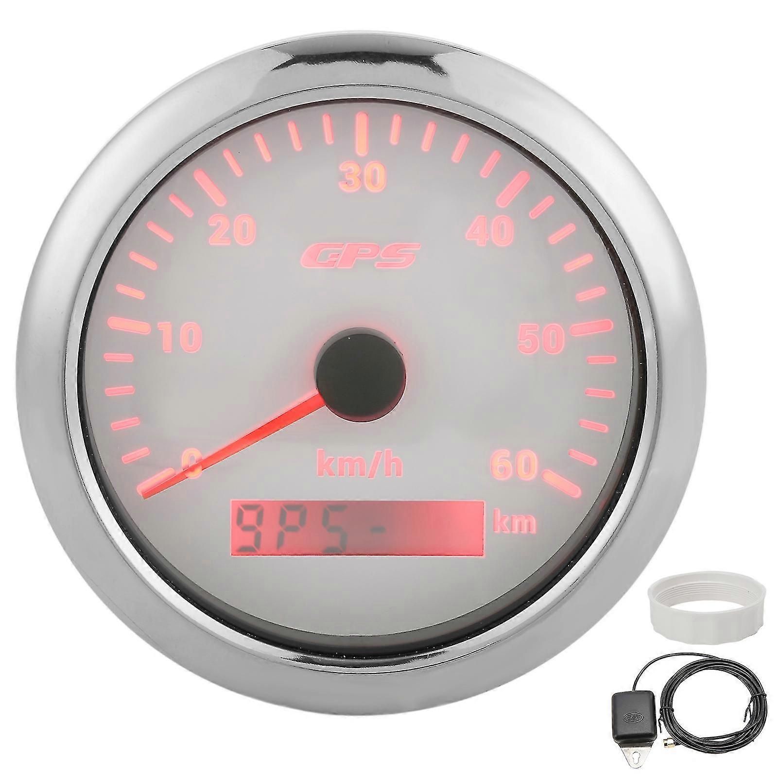 GPS Speedometer Gauge 85mm LCD Display Odometer for Cars Boats, 0-60KMH, Adjustable Backlight, 9-32V DC