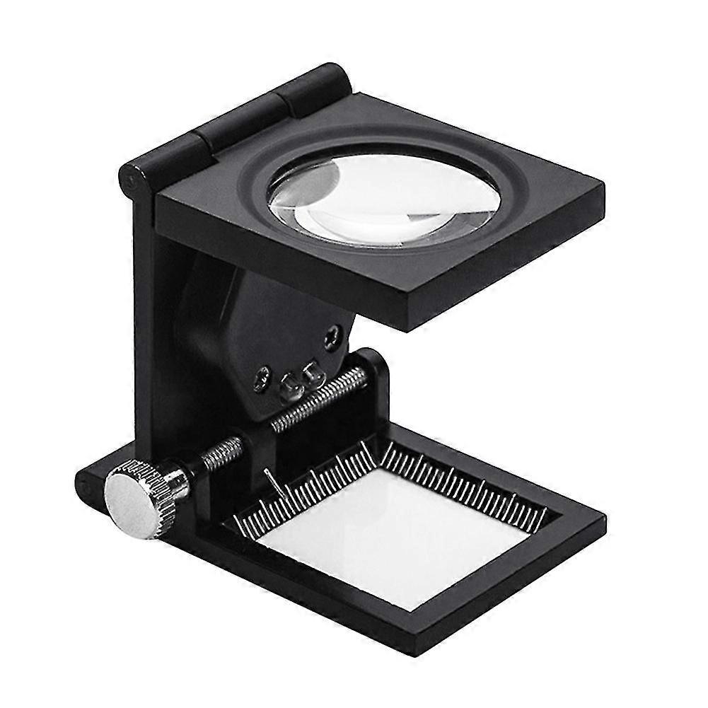 10x Foldable 2 Led Light Magnifier Magnifying Glass Lens Scale Pointer Loupe XiXi