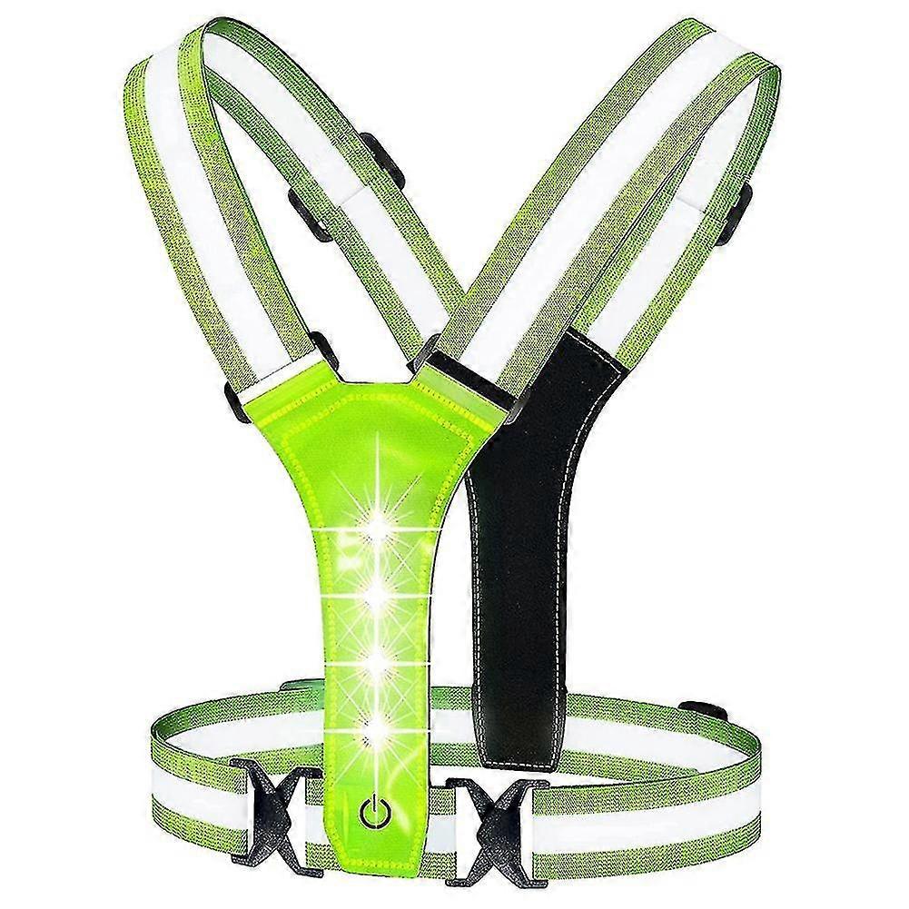 Led Reflective Running Vest,adjustable Elastic Running Safety Gear Led Vest Perfect For Running,wal
