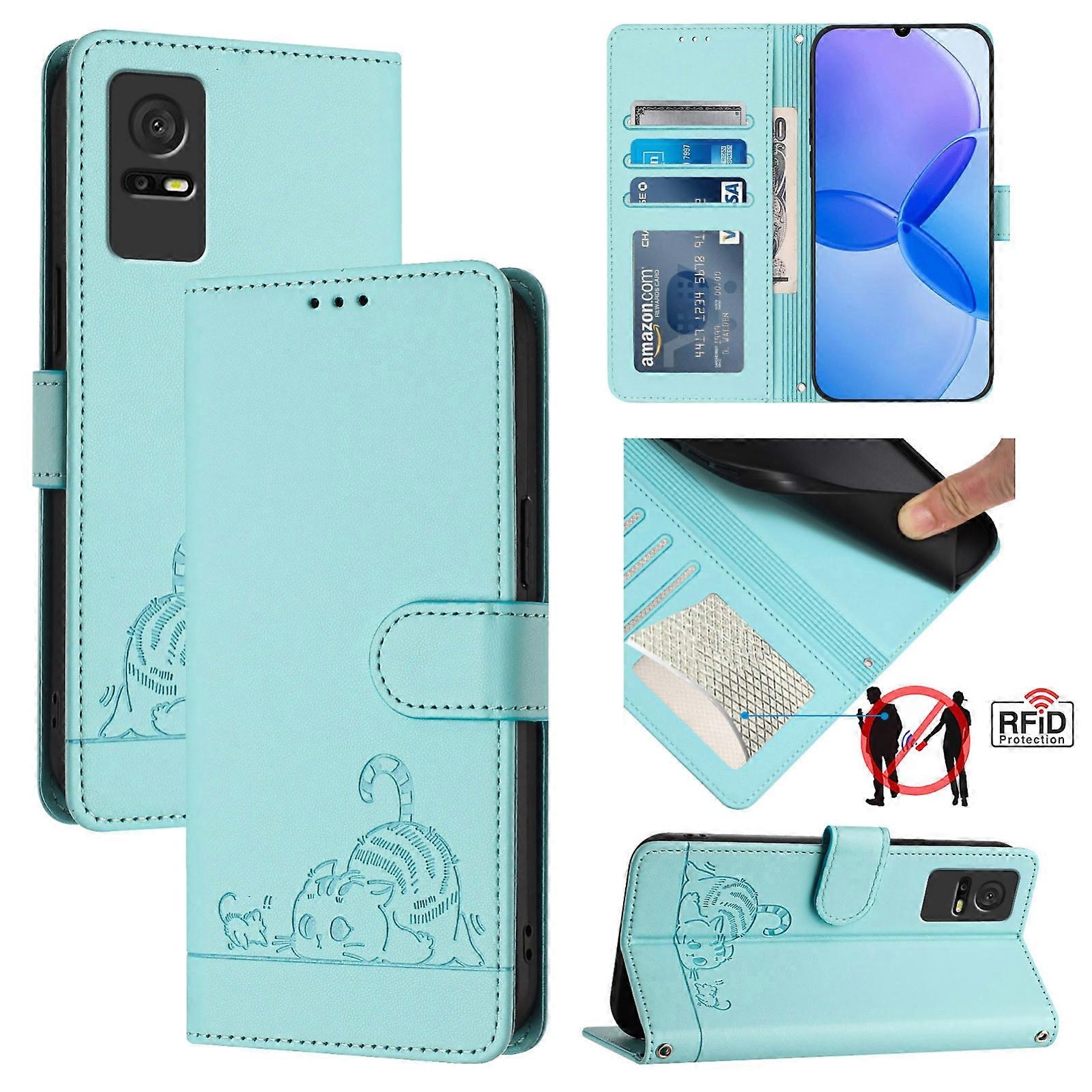 Cat Rat Pattern PU Case For TCL 405 / 406 / 408