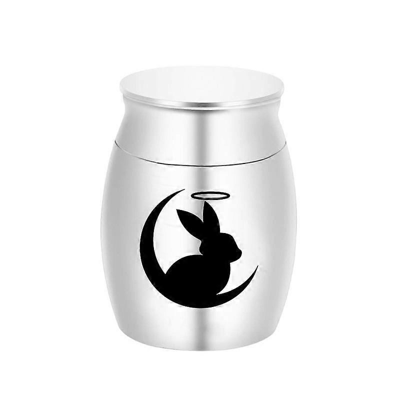 Cute Rabbit and Moon Cremation Keepsake Urns for Human Ashes of Pet Mini Small Funeral Casket Titanium Steel Angel Memorial Jar Gold-Moon 30x40mm