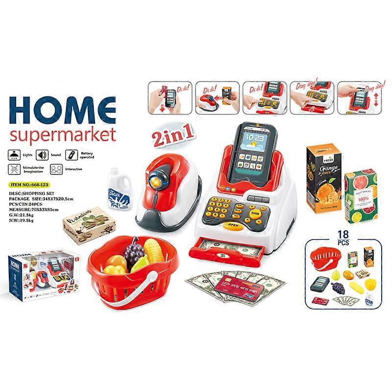 2023 جديد Playcashier سجل للأطفال سوبر ماركت تسجيل النقدية لعبة الاطفال الخروج عداد بلاي هاوس لعبة بطاقة الائتمان آلة لعبة