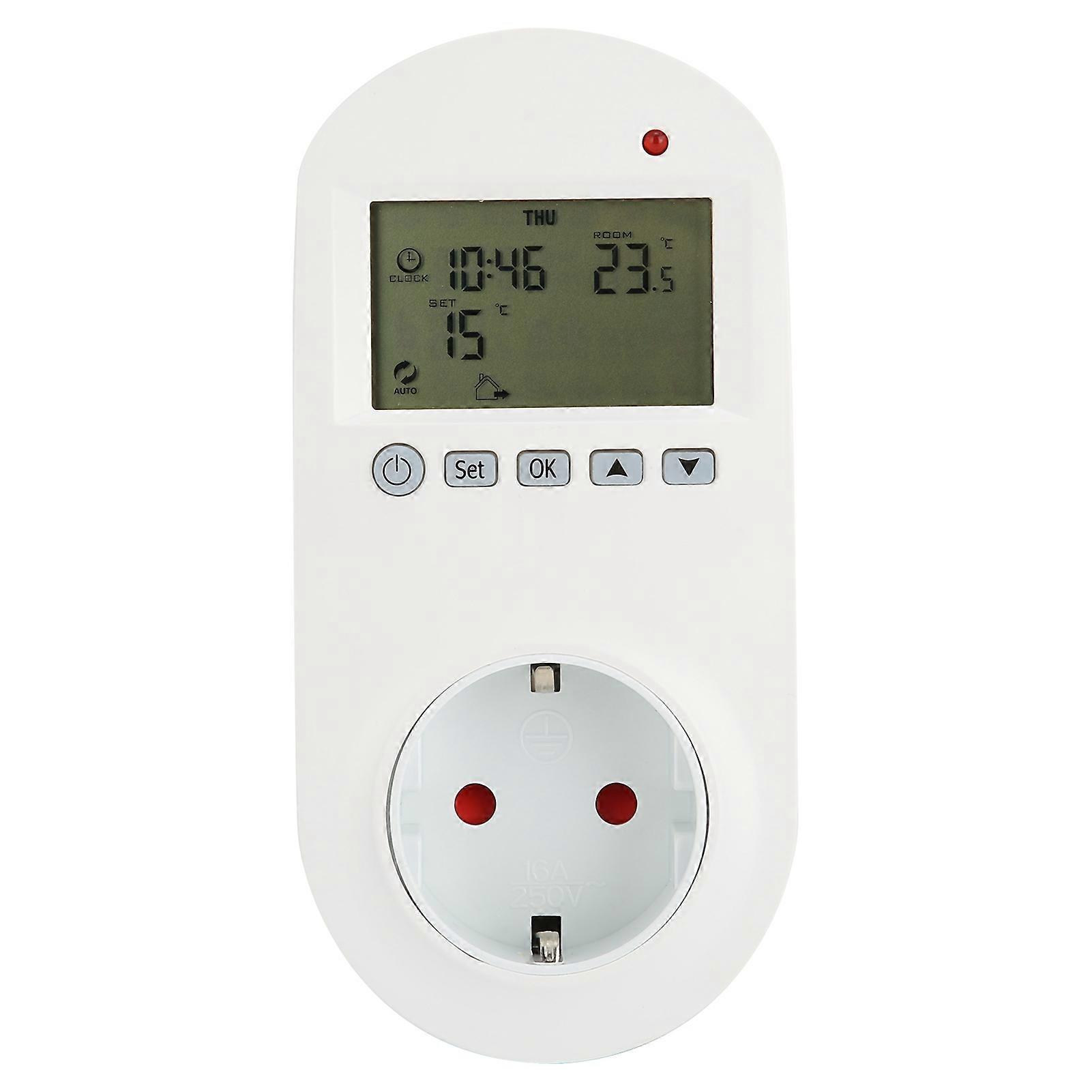 16A Plugin Thermostat Programmable Electric Heating Temperature Controller