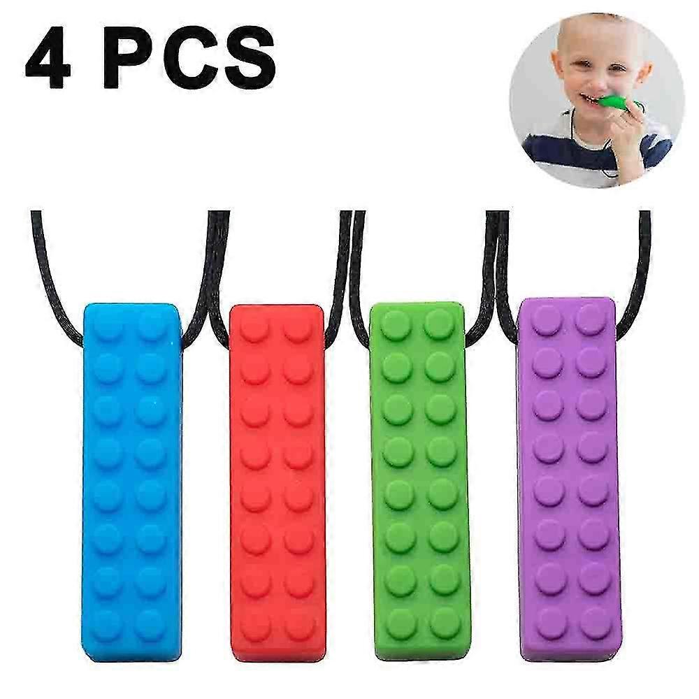4 Pack Sensory Chew Necklaces Compatible Toddlers with Autism, Biting Needs, Oral Motor Chew Stick, Teething Toys