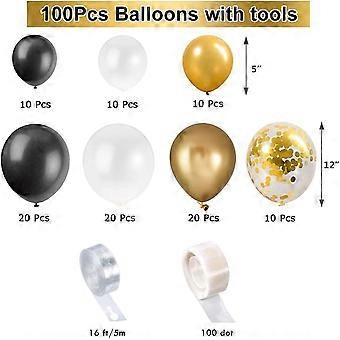 Zorpia Black Gold Balloons Garland Kit - 111 Pieces With Confetti, Marble Balloons, Strip & Dots For Birthday Party Decor - View #7