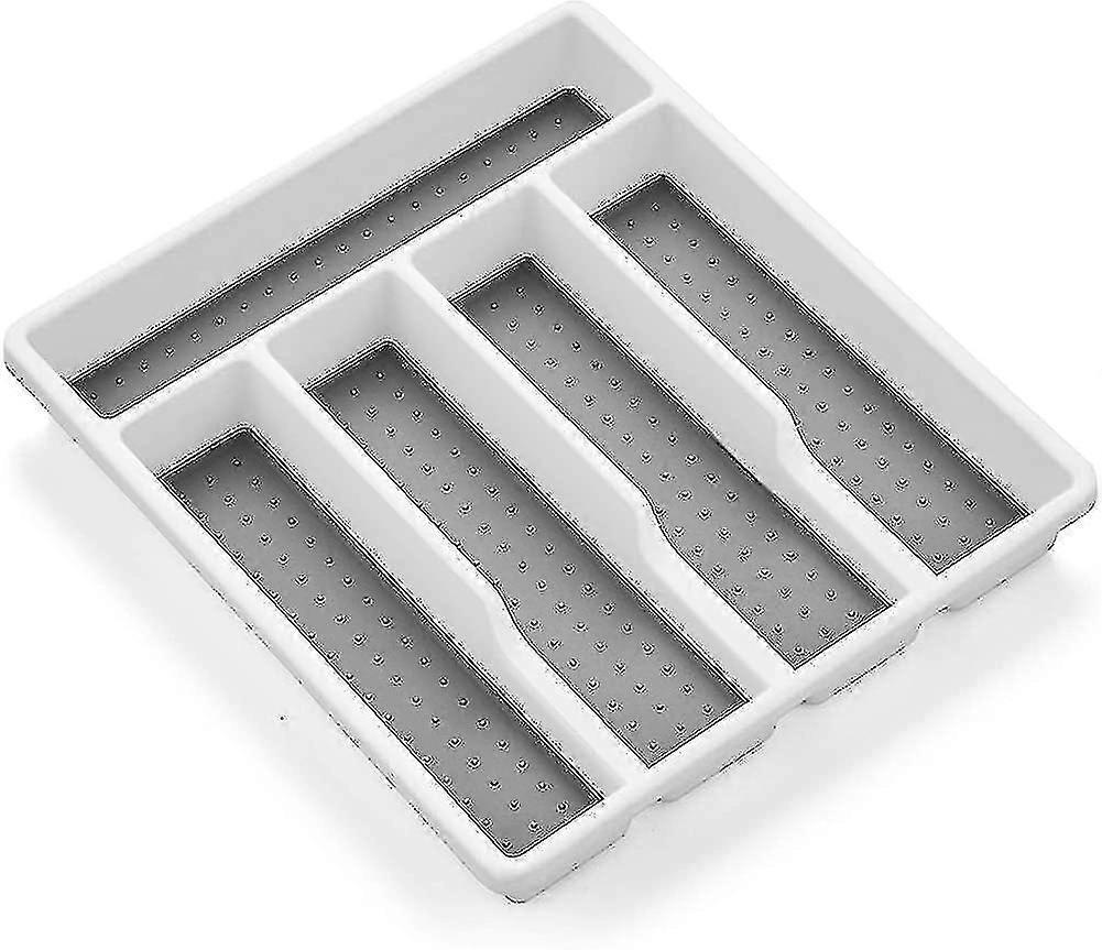 Cutlery Box For Drawer, Plastic Cutlery Insert, 5 Compartments Utensil