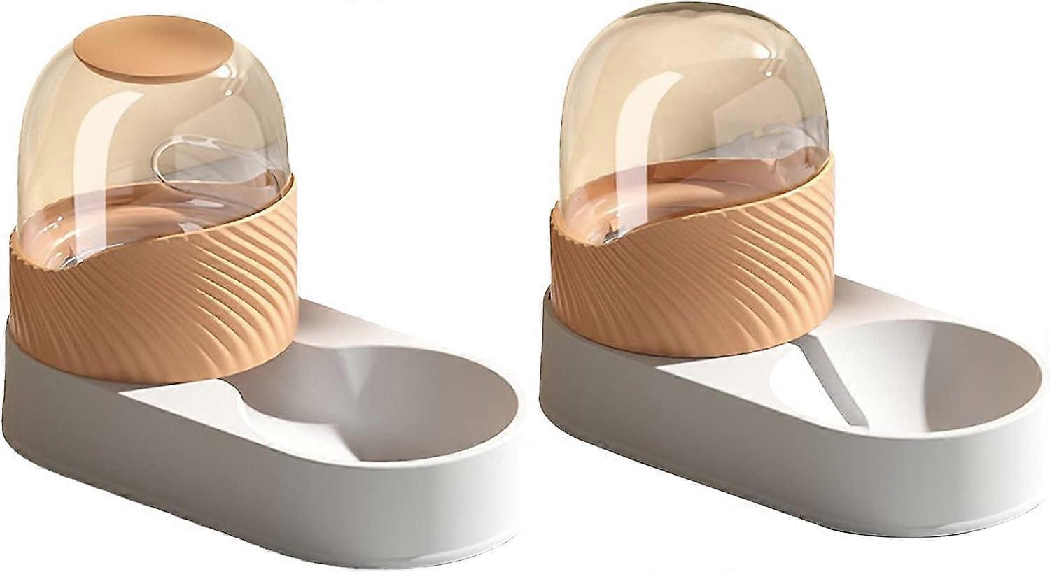 2 قطعة موزع طعام وماء أوتوماتيكي للقطط ، مجموعة 2 في 1 مغذيات وشاربات للحيوانات الأليفة سعة 2 لتر (برتقالي)