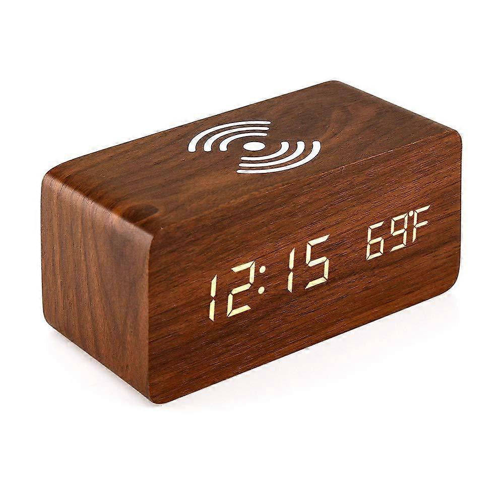 LED Wooden Clock, Digital Alarm Clock Electronic Clock